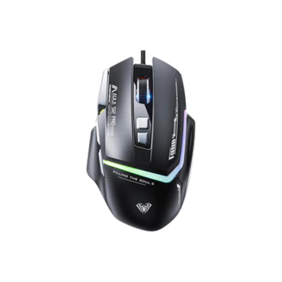 MOUSE AULA S12 PRO WIRED NEGRO USB RGB 12800DPI