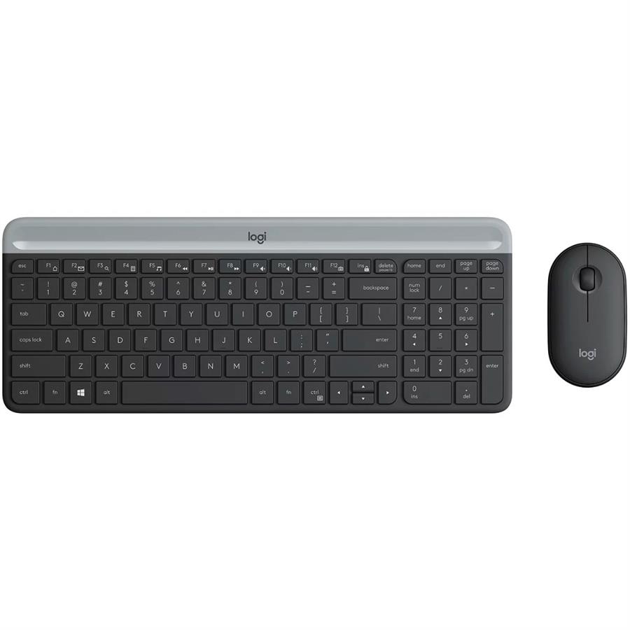 COMBO TECLADO Y MOUSE INALAMBRICO LOGITECH MK470 SLIM - GRIS