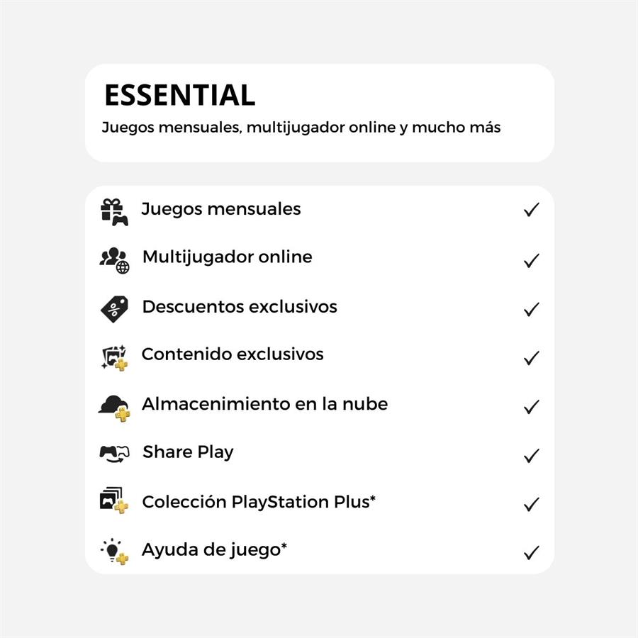 MEMBRESIA PLAYSTATION PLUS ESSENTIAL 12 MESES - POR CUENTA