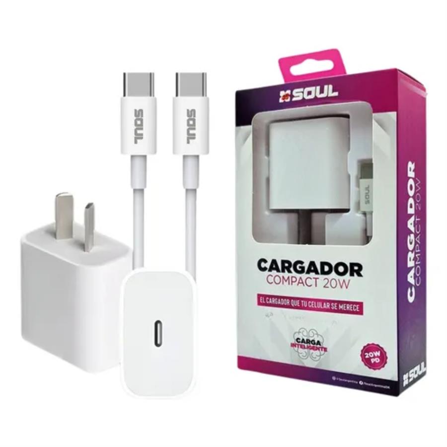 CARGADOR  (CABEZAL + CABLE) TIPO C 20W SOUL