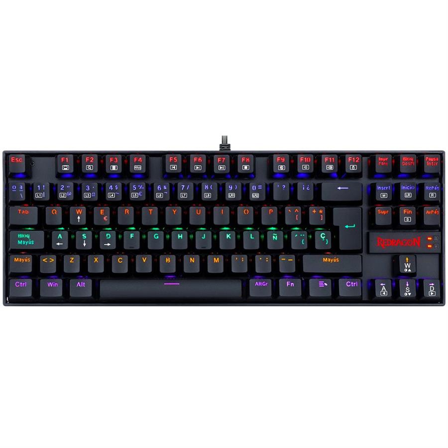 TECLADO MECANICO REDRAGON KUMARA K552 BLACK RAINBOW RGB - SW RED