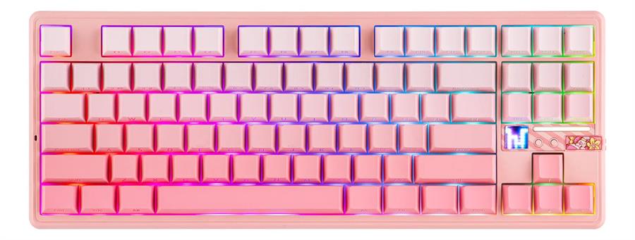 AULA F87 PRO V2 PINK DEGRADÉ WIRELESS TKL INGLÉS RGB SW STRAWBERRY MINT