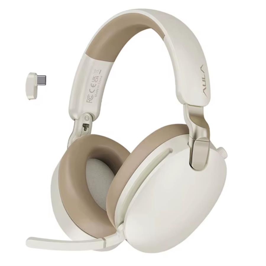 AULA A500 BEIGE AURICULAR INALAMBRICO USB-C BLUETOOTH BEIGE PLEGABLES ANC