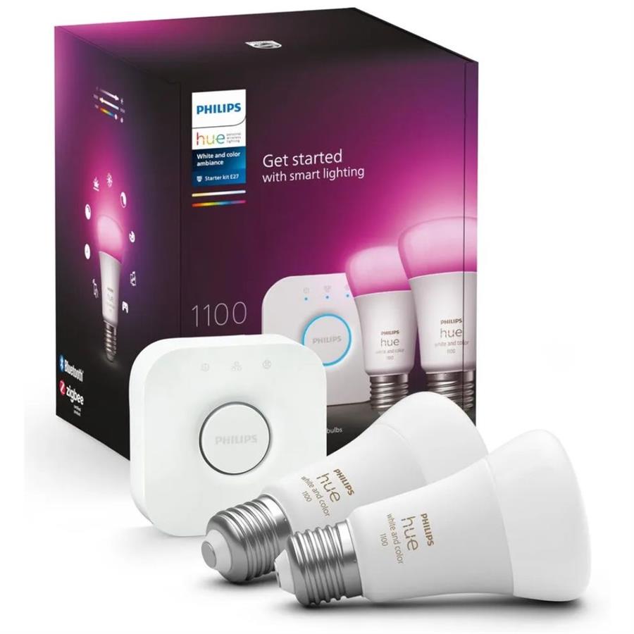 PHILIPS HUE STARTER KIT: 2 FOCOS INTELIGENTES + BRIDGE