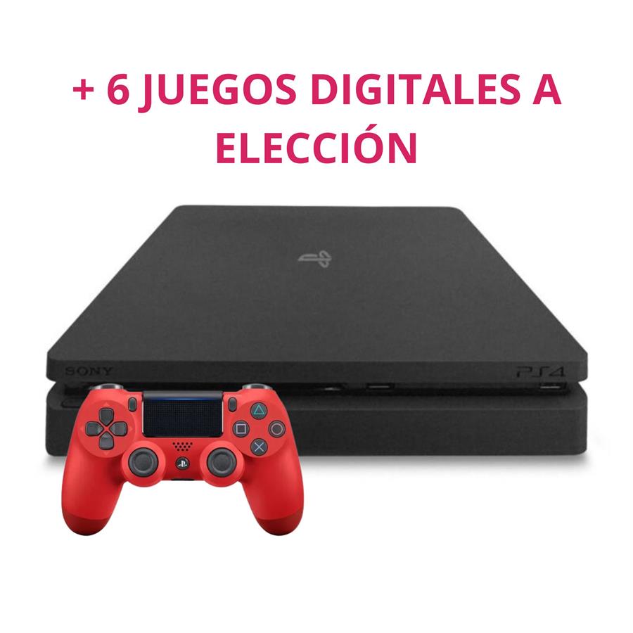 COMBO CONSOLA PS4 SLIM 500GB SEMINUEVA + 1 JOYSTICK + 6 JUEGOS DIGITALES A ELECCION