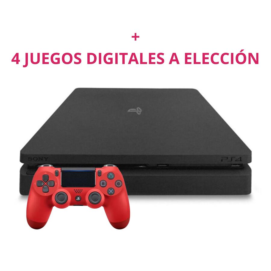 COMBO CONSOLA PS4 SLIM 500GB SEMINUEVA + 1 JOYSTICK + 4 JUEGOS DIGITALES A ELECCION