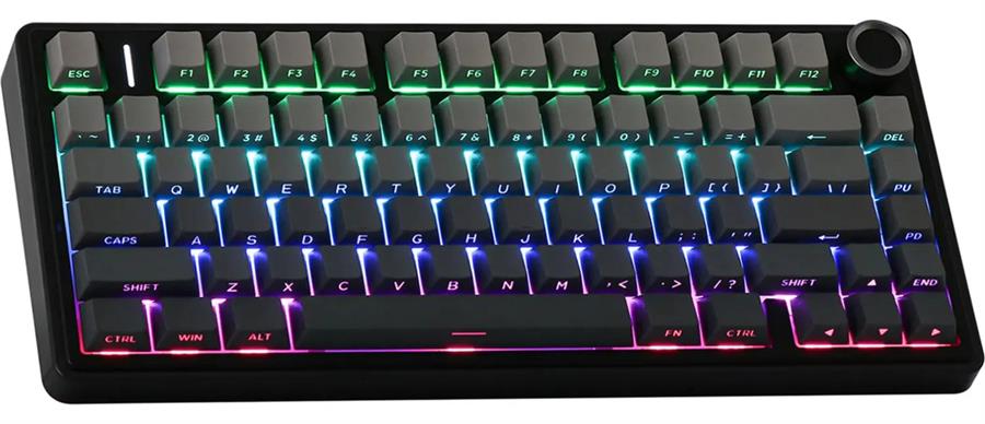 AULA F75 BLACK DEGRADÉ WIRELESS 75% RGB SW REAPER TECLADO MECANICO TRIMODO INGLÉS DIAL GASKET