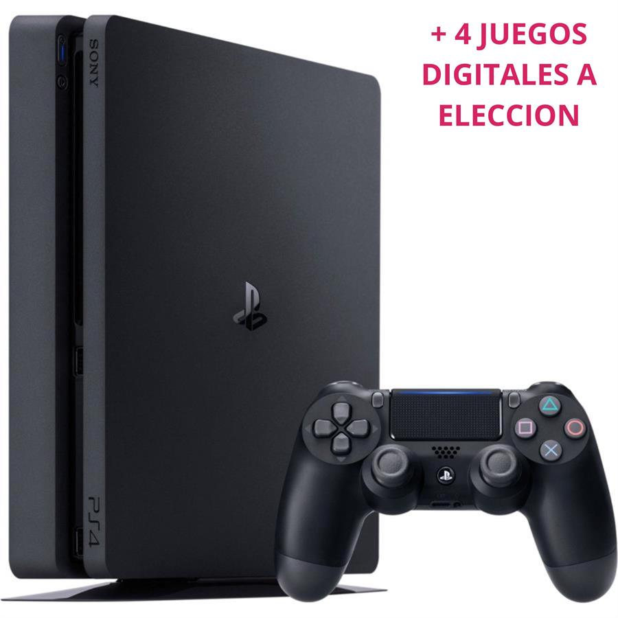 COMBO CONSOLA PS4 SLIM 1TB SEMINUEVA + 1 JOYSTICK REPLICA + 4 JUEGOS DIGITALES A ELECCION