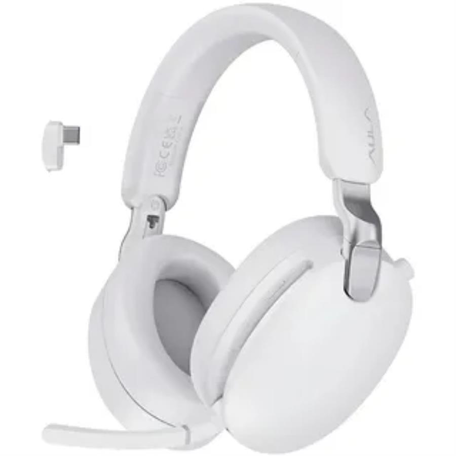 AULA A500 WHITE AURICULAR INALAMBRICO USB-C BLUETOOTH BLANCOS PLEGABLES ANC